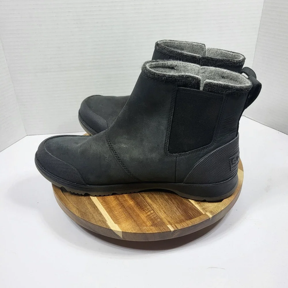 Sorel Mens Explorer Blitz Chelsea Boots Black Waterproof Leather Size 9.5 NM4909